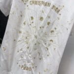 DIOR Spring/Summer new gold thread pattern embroidered short-sleeved T-shirt - Image 7