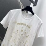 DIOR Spring/Summer new gold thread pattern embroidered short-sleeved T-shirt - Image 6