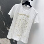 DIOR Spring/Summer new gold thread pattern embroidered short-sleeved T-shirt - Image 3