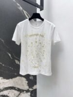 DIOR Spring/Summer new gold thread pattern embroidered short-sleeved T-shirt - Image 2