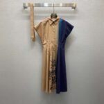 DIOR 2025 new printed lapel belted skirt (including belt) linen fabric - Image 3