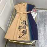 DIOR 2025 new printed lapel belted skirt (including belt) linen fabric - Image 2