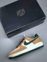 Nike Air Force 1’07 Low White Brown Green Air Force One Low-top Casual Sneakers - Image 3