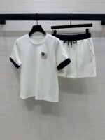 Loewe summer round neck short sleeve elastic waist shorts suit high quality version - Image 8