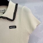 miumiu Spring and summer new style doll collar knitted short sleeves lace edge and wave edge high quality version - Image 9