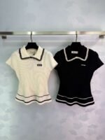 miumiu Spring and summer new style doll collar knitted short sleeves lace edge and wave edge high quality version