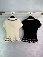 miumiu Spring and summer new style doll collar knitted short sleeves lace edge and wave edge high quality version - Image 2