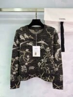 CHANEL Haute Couture Collection Gold Thread Bird and Flower Jacquard Pattern Premium Version