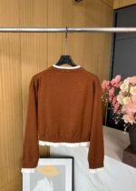 MIUMIU fake two-piece splicing V-neck short knitted pullover high-quality shirt - Image 5