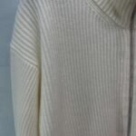 Hermès autumn and winter new mid-length cashmere knitted zipper jacket H-button patchwork leather pocket design high-quality clothing - Image 3