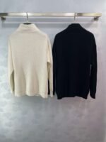 Hermès autumn and winter new mid-length cashmere knitted zipper jacket H-button patchwork leather pocket design high-quality clothing - Image 2