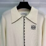 Loewe 2025 early autumn new embroidered totem logo lapel long-sleeved cardigan - Image 2