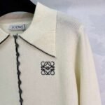 Loewe 2025 early autumn new embroidered totem logo lapel long-sleeved cardigan - Image 9