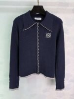 Loewe 2025 early autumn new embroidered totem logo lapel long-sleeved cardigan - Image 7