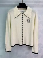 Loewe 2025 early autumn new embroidered totem logo lapel long-sleeved cardigan - Image 4