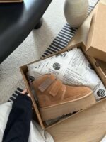 UGG autumn and winter new products height increase thick bottom double Velcro short boots pure wool - Image 12