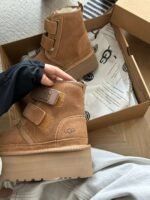 UGG autumn and winter new products height increase thick bottom double Velcro short boots pure wool - Image 11