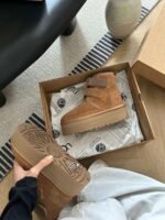 UGG autumn and winter new products height increase thick bottom double Velcro short boots pure wool - Image 9