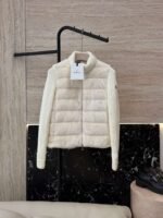 Moncler stand collar long sleeve knitted sleeve 90% white goose down down jacket - Image 6