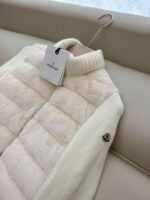 Moncler stand collar long sleeve knitted sleeve 90% white goose down down jacket - Image 4