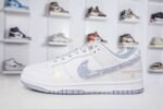 Nike & Louis Vuitton joint casual shoes white and gray stitching denim hook shoes Premium version