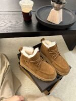 UGG New Autumn/Winter Men’s Lace-up G-Letter Wool Ankle Boots with Wool Lining - Image 3