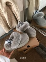 UGG autumn and winter new three-wear wool slippers sole thickness 4cm Wool material - Image 10