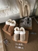 UGG autumn and winter new three-wear wool slippers sole thickness 4cm Wool material - Image 4