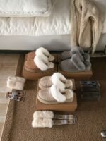 UGG autumn and winter new three-wear wool slippers sole thickness 4cm Wool material - Image 3