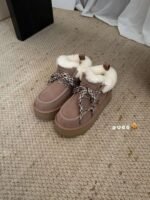 UGG autumn and winter new products increase the height of the thick bottom lace-up short boots lining wool material - Image 11