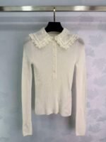 CHANEL New lace collar knit sweater, 100% pure wool fabric