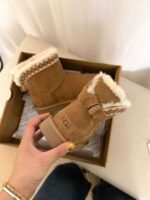 UGG Fall/Winter New Style Leather Buckle Taslin Snow Boots with Wool Lining - Image 9