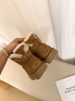 UGG Fall/Winter New Style Leather Buckle Taslin Snow Boots with Wool Lining - Image 6