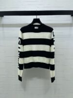 Celine Fall/Winter Striped Letter Knit Sweater, 30% Cashmere, 70% Wool Premium Sweater - Image 9