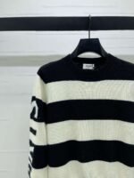 Celine Fall/Winter Striped Letter Knit Sweater, 30% Cashmere, 70% Wool Premium Sweater - Image 6
