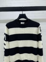 Celine Fall/Winter Striped Letter Knit Sweater, 30% Cashmere, 70% Wool Premium Sweater - Image 4