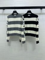 Celine Fall/Winter Striped Letter Knit Sweater, 30% Cashmere, 70% Wool Premium Sweater