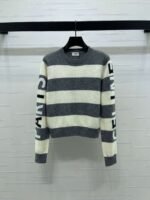 Celine Fall/Winter Striped Letter Knit Sweater, 30% Cashmere, 70% Wool Premium Sweater - Image 3