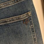 Loro Piana high-waisted slim-fit versatile denim trousers with embroidered leather logo High-quality clothing - Image 2