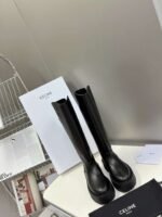 CELINE Autumn and Winter Long Martin Boots Premium Edition 5cm Thick Calfskin Material