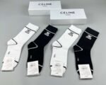 CELINE mid socks, pure cotton quality, one box of 4 pairs
