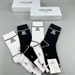CELINE mid socks, pure cotton quality, one box of 4 pairs - Image 5