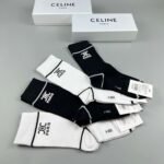 CELINE mid socks, pure cotton quality, one box of 4 pairs - Image 3