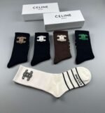 CELINE mid socks, made of pure cotton quality, in a box of 5 pairs - Image 4