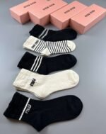 miumiu Combed cotton socks 5 pairs per box - Image 3