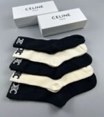 CELINE Tall Socks Cotton Quality Box of 5 Pair - Image 6