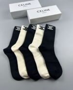 CELINE Tall Socks Cotton Quality Box of 5 Pair - Image 2