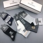 CHANEL Men’s and Women’s Socks, Same Cotton Quality, Box of 5 Pairs - Image 6