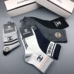 CHANEL Men’s and Women’s Socks, Same Cotton Quality, Box of 5 Pairs - Image 4