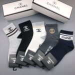 CHANEL Men’s and Women’s Socks, Same Cotton Quality, Box of 5 Pairs